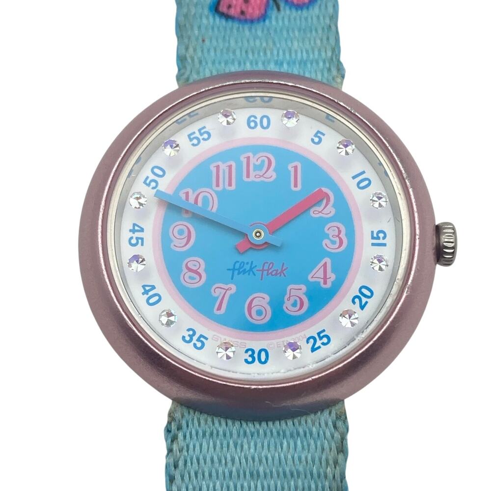 Flik-Flak Swiss Made Youth Girls Butterfly Watch 29mm - New Battery WR Adjustabl